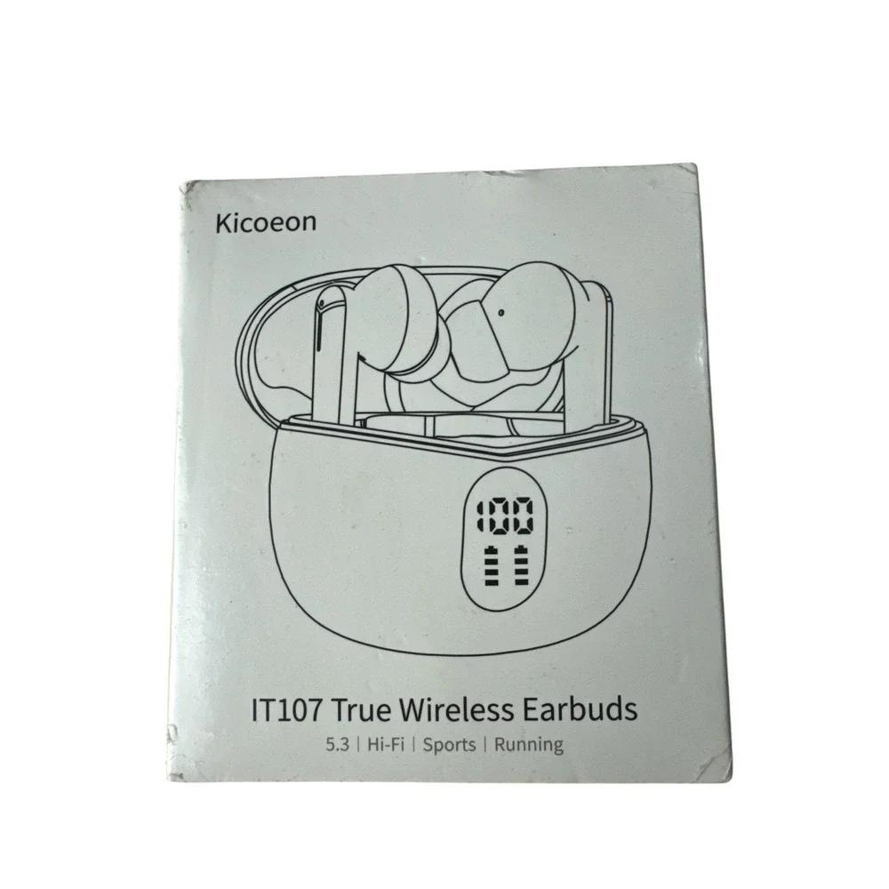 Kicoeon IT107 True Wireless Black Earbuds Bluetooth 5.3 Noise Cancelling Mic NIB